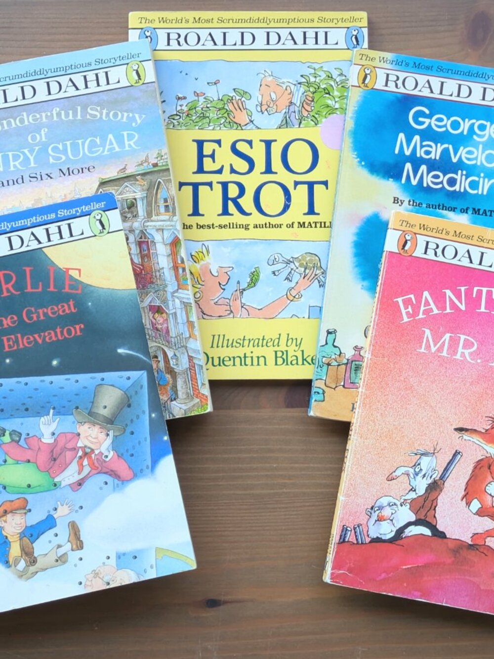 5pk ROALD DAHL Vintage Books - Charlie, Esio Trot, Henry Sugar, Mr Fox, George